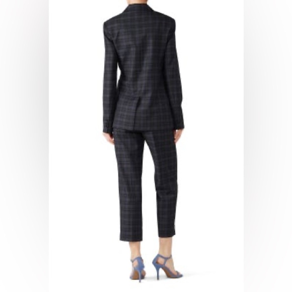 Tibi Marvel Plaid Wool Blend Tie Waist Blazer Jacket Size 10 - Picture 4 of 12